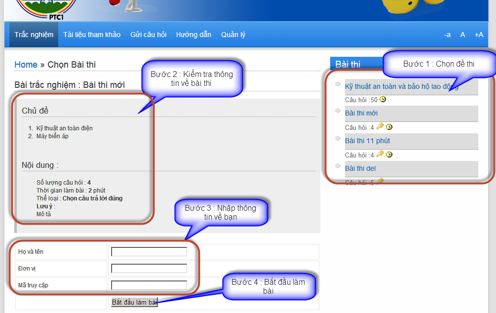 Hướng dẫn chọn b&agrave;i thi